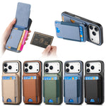 Carbon Fiber Design Vertical Flip Phone Holder Wallet Case for iPhone 17 Series