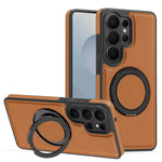 Samsung Galaxy S26 Series Leather Case with Rotating Ring Bracket