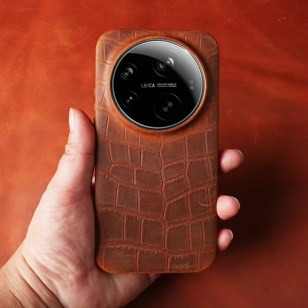 Genuine Leather Bumper Case with Raised Camera Ring for Xiaomi 17 Series