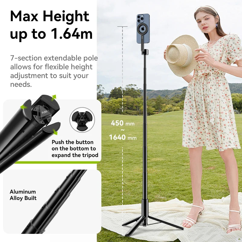 Ulanzi Magnetic Phone Selfie Stick Tripod with Remote