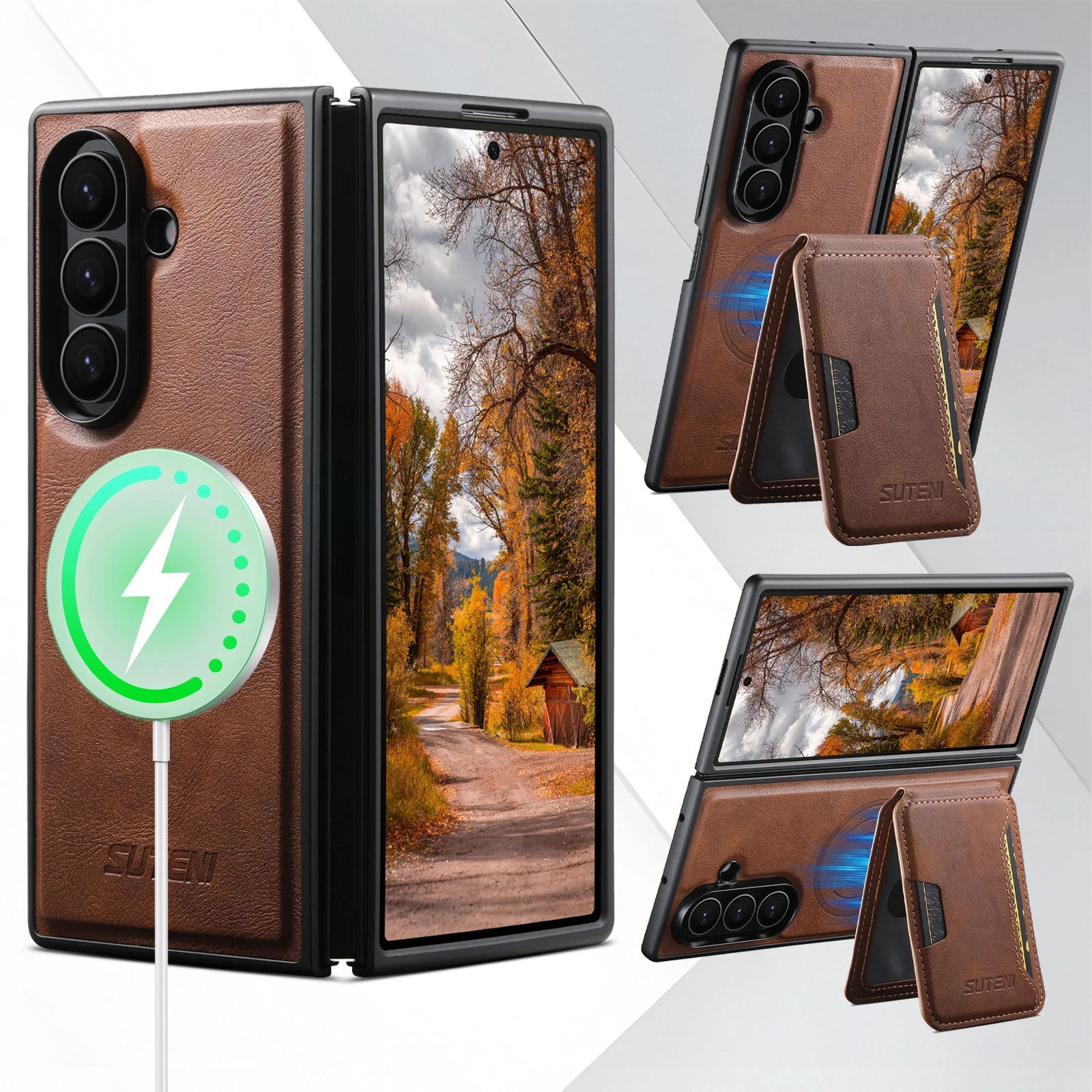Luxury 2-in-1 Magnetic Leather Wallet Case with Card Slot for Galaxy Z Fold 7