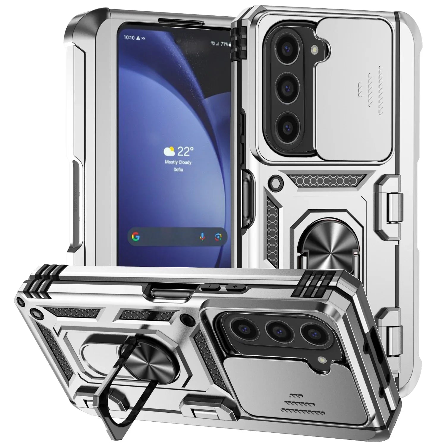 360° Protection Slide Camera Lens Armor Case with Ring Holder for Samsung Galaxy Z Fold 7