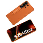 Shockproof Suede Leather Case with Hidden Stand for Samsung Galaxy S26 Ultra