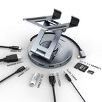 CABLETIME 8-in-1 USB-C Hub Dock with 360° Rotating Stand