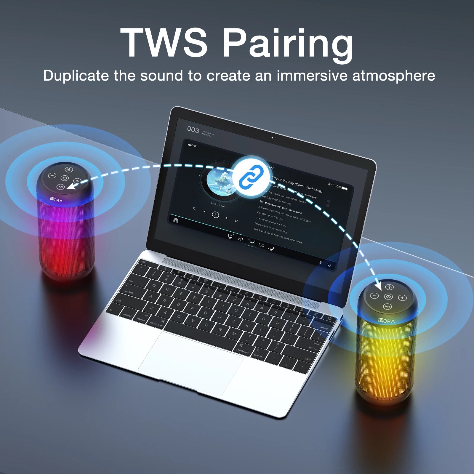 1HORA Portable Bluetooth Speaker with RGB Breathing Light