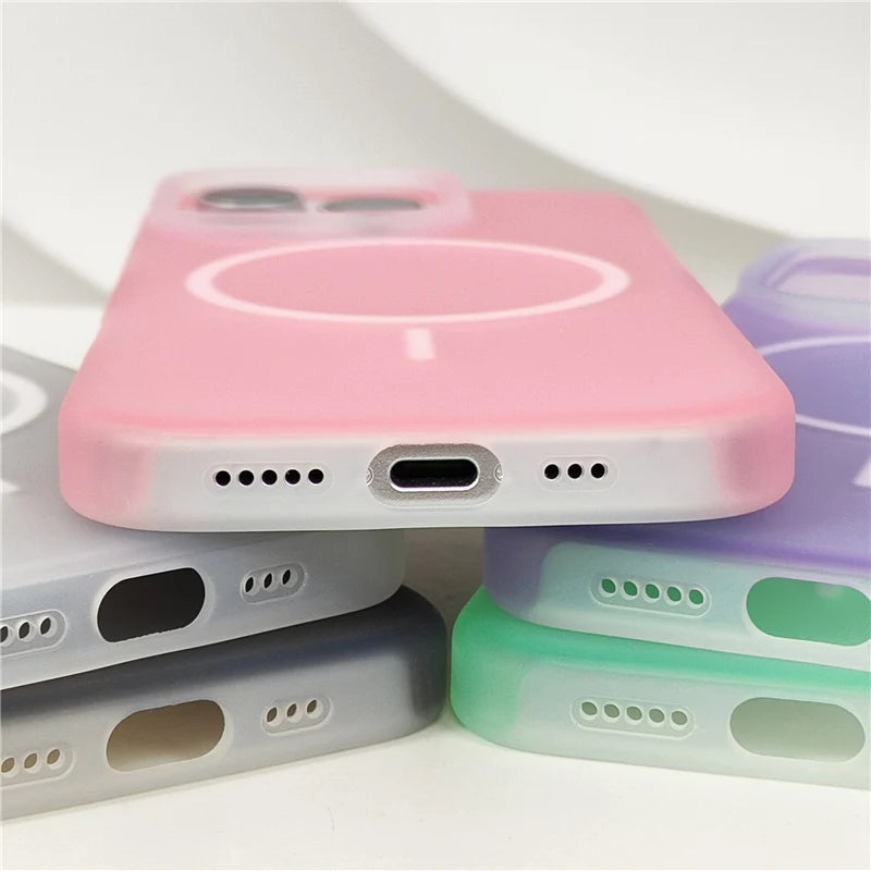 Translucent Frosted Liquid Silicone MagSafe Case for iPhone 16 Series