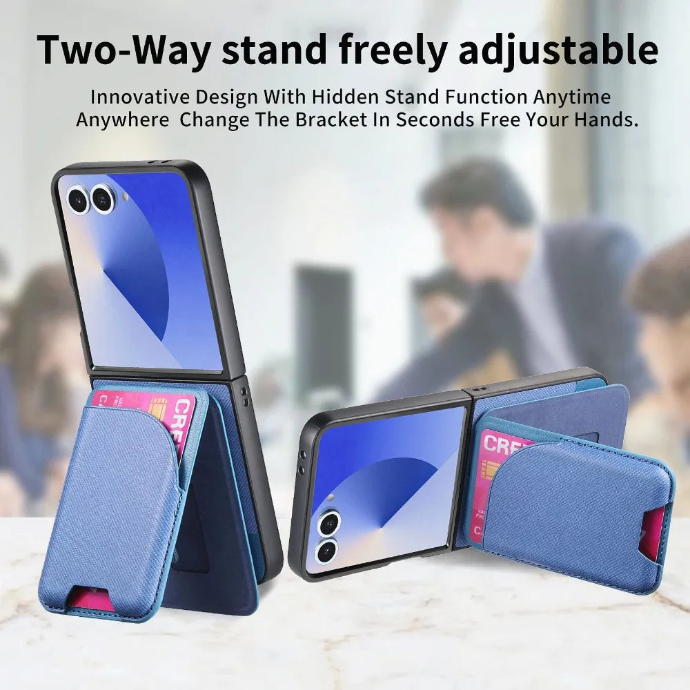 Samsung Galaxy Z Flip 7 Luxury Magnetic Leather Case with Card Holder