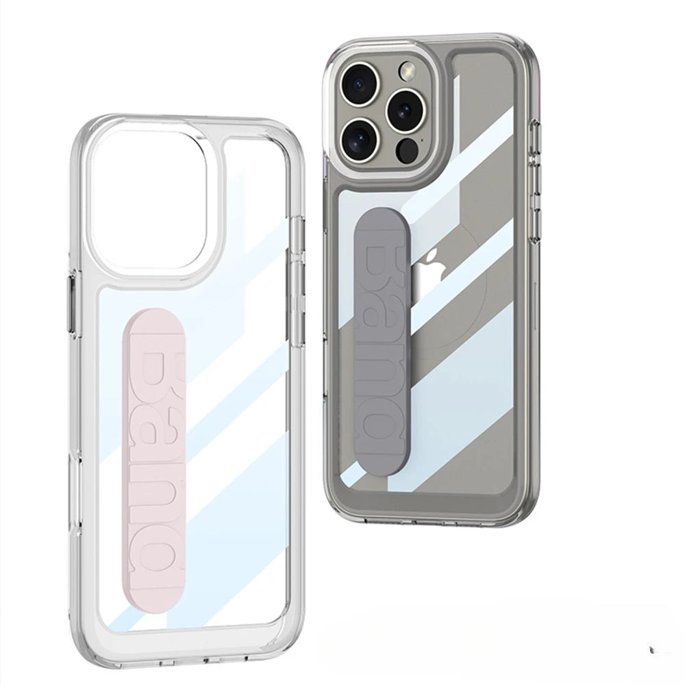 Clear Hard Plastic Case with Wrist Strap for iPhone 16 Series