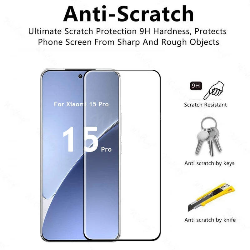 Xiaomi 15 Pro Full-Cover Tempered Glass Screen and Camera Protector