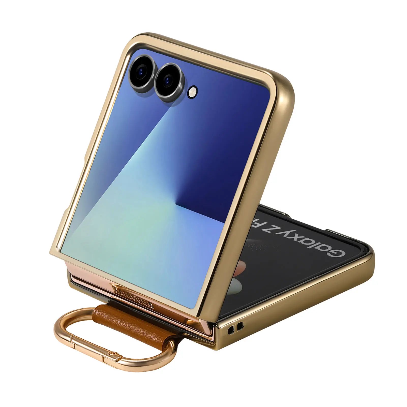 Samsung Galaxy Z Flip 7 Premium Leather Case with Metallic Trim