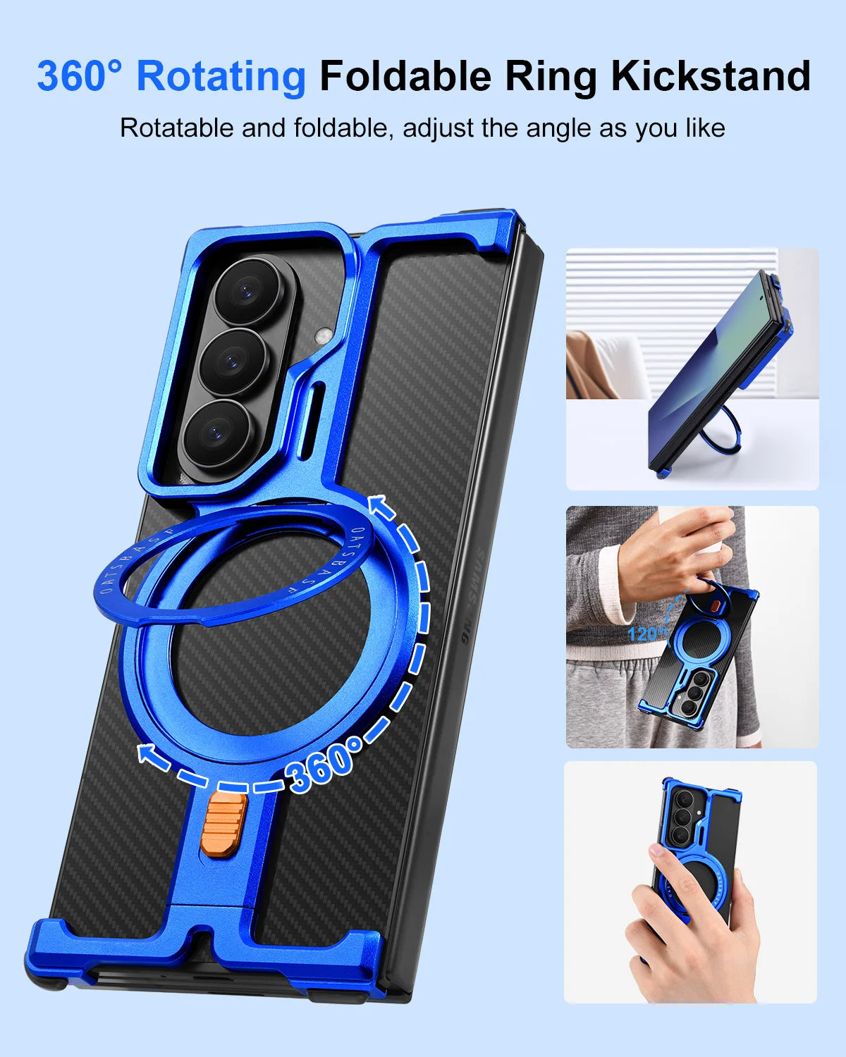 Samsung Galaxy Z TriFold Metal Frameless Case with 360° Rotating Stand