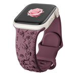 Rose Floral Engraved Strap Replacement Band for Apple Watch