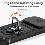 iPhone 17 Series Military-Grade Drop Protection PC+TPU Case with Magnetic Ring and Sliding Lens Protection