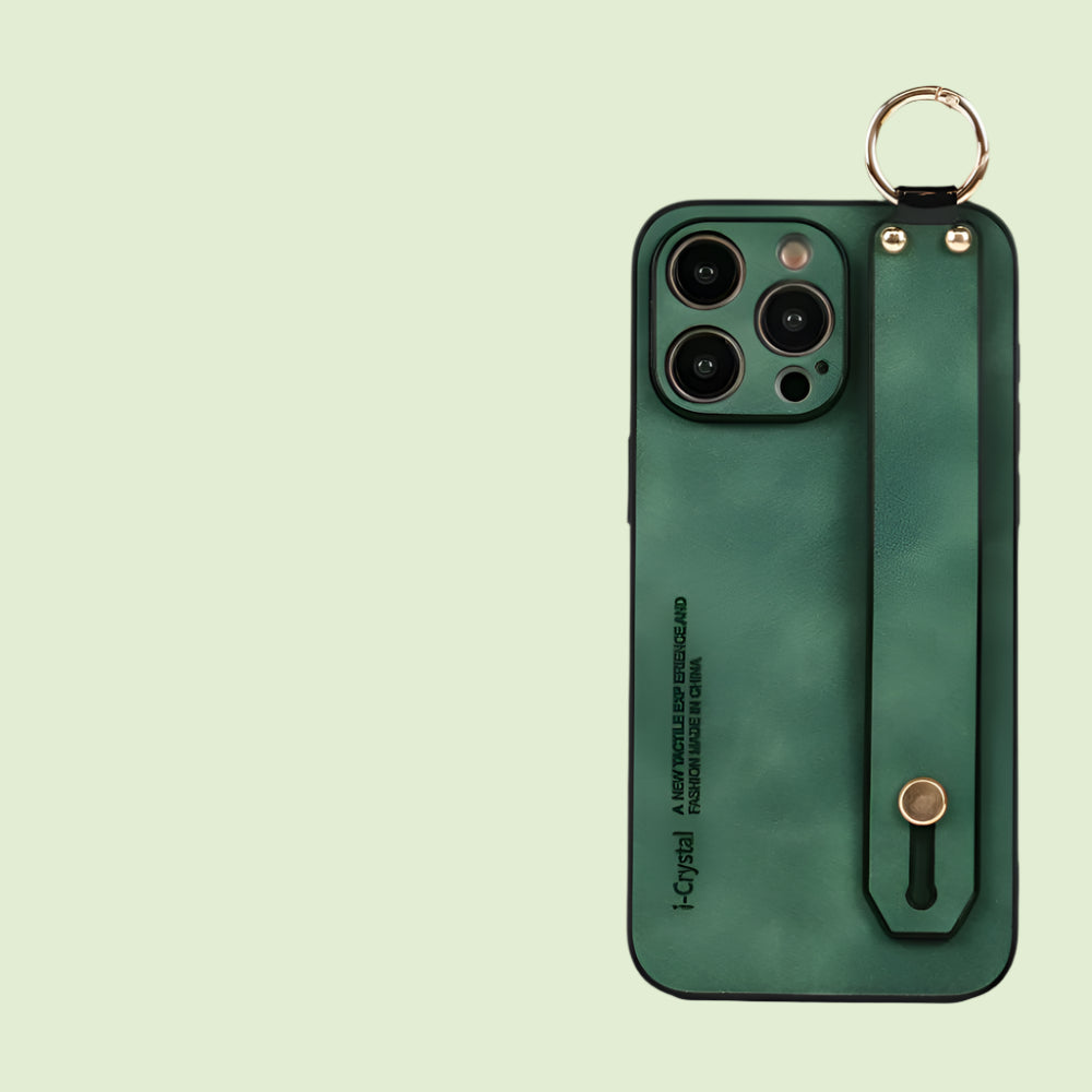 Sheepskin Leather Phone Case with Wrist Strap & Ring for iPhone 16 Series