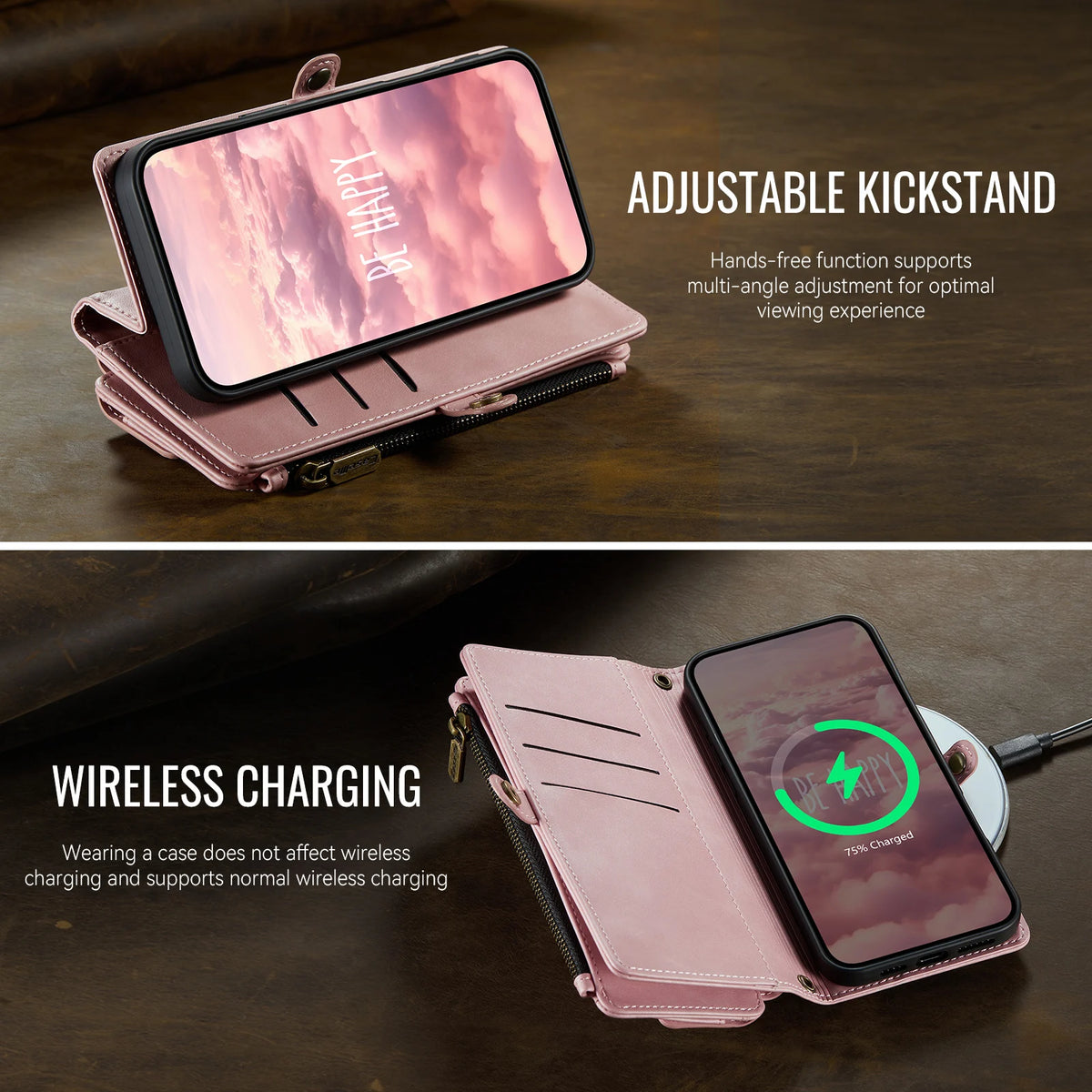 Leather Crossbody Wallet Case with Detachable Wrist Lanyard for iPhone 18 Series