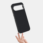 Carbon Fiber Magnetic Case with 3 Metal Attachment Rings for Google Pixel 11 Series