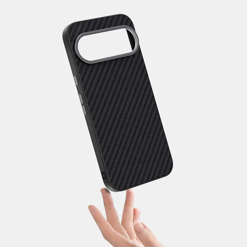 Carbon Fiber Magnetic Case with 3 Metal Attachment Rings for Google Pixel 11 Series