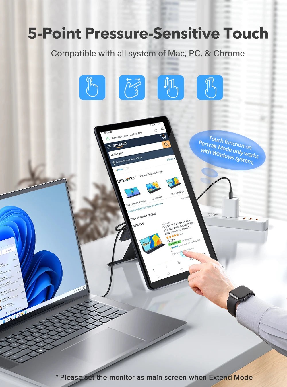 UPERFECT 15.6" 1080P FHD Portable Touchscreen Monitor