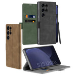 Luxury Magnetic Plating Frosted Leather Flip Wallet Case with Stand for Samsung Galaxy S25 Ultra