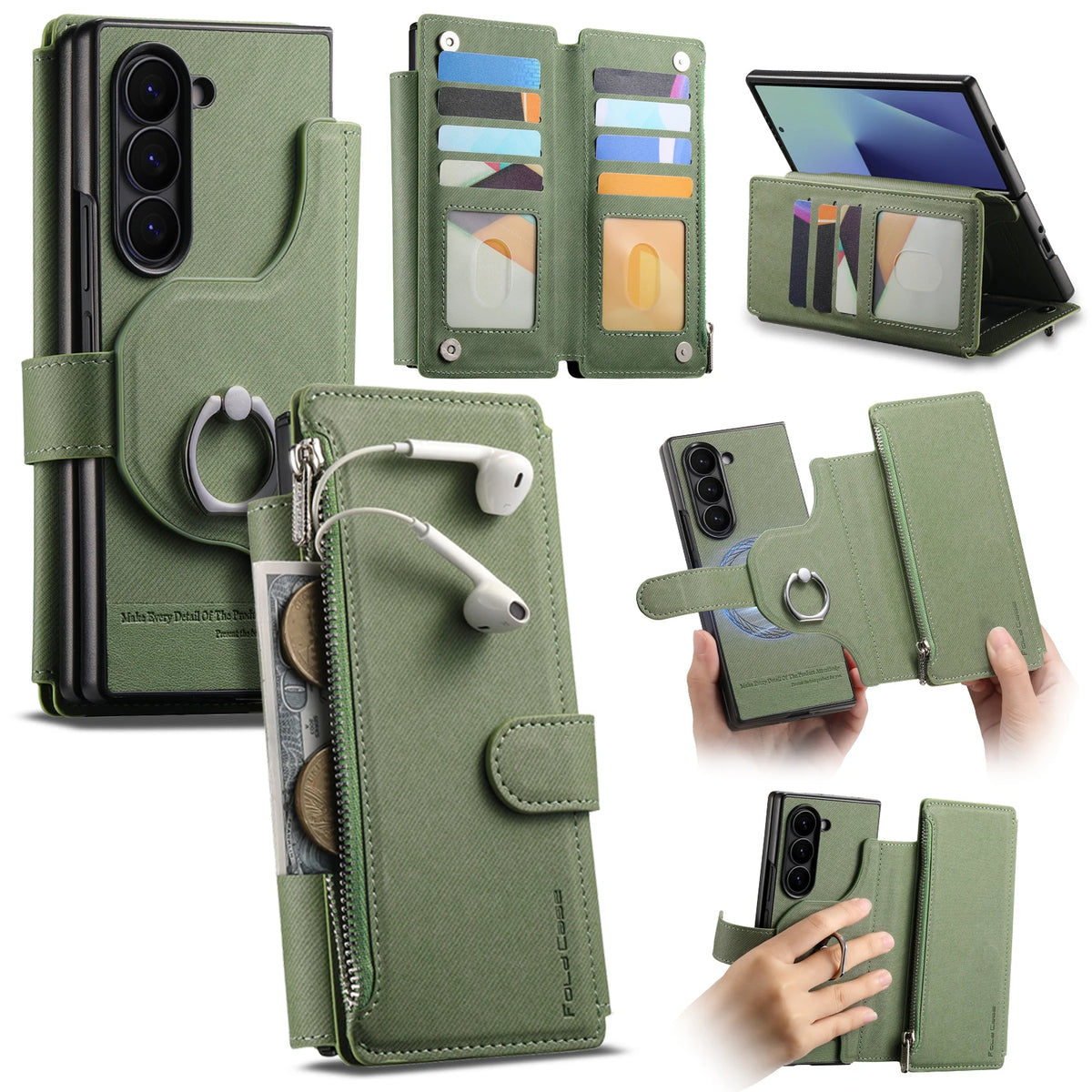 2-in-1 Magnetic Leather Wallet Case with Ring Holder for Samsung Galaxy Z Fold 7