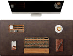 Large Leather Desk Pad with Stitched Edges and Rubber Base