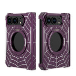 Spider Web Textured MagSafe Case with 360° Rotating Ring Stand for iPhone Duo