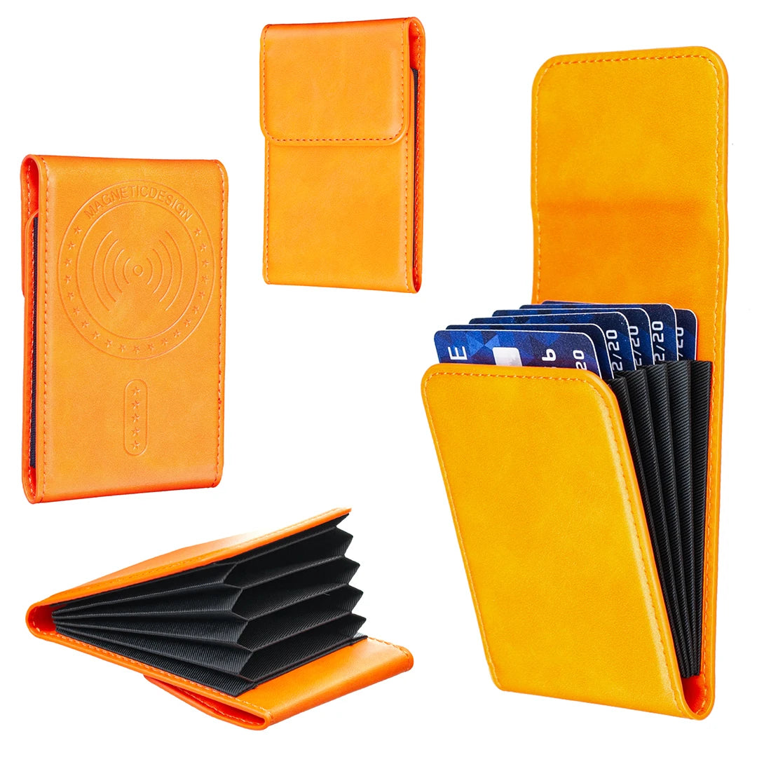 Premium Accordion Magnetic Leather Wallet