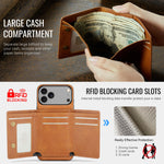 iPhone 17 Series MagSafe Leather Case with 5-Card Holder Stand