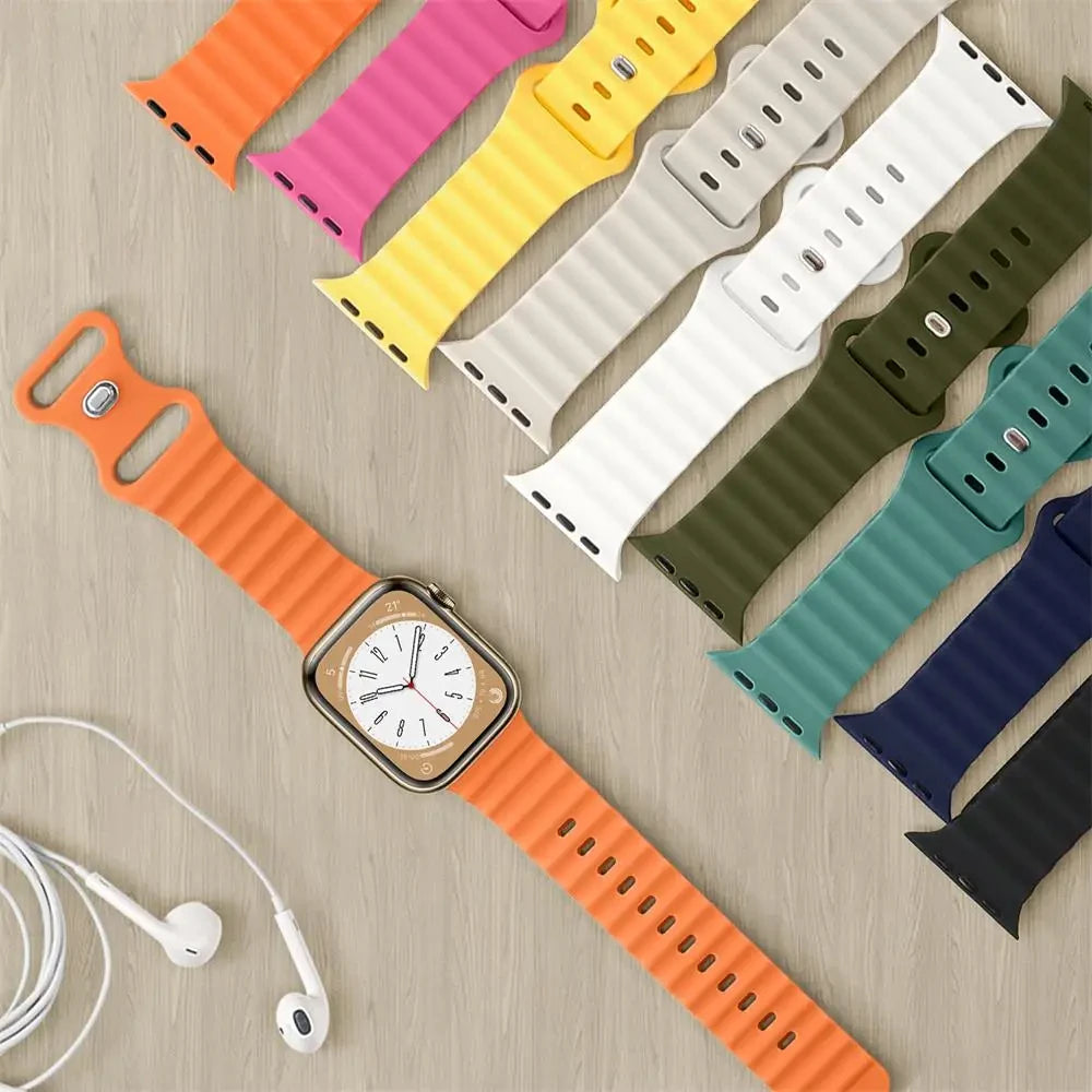 Durable Silicone Ocean Strap for Apple Watch