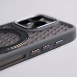Frosted Grid Mesh MagSafe Case with 360° Rotating Kickstand for iPhone 16 Series