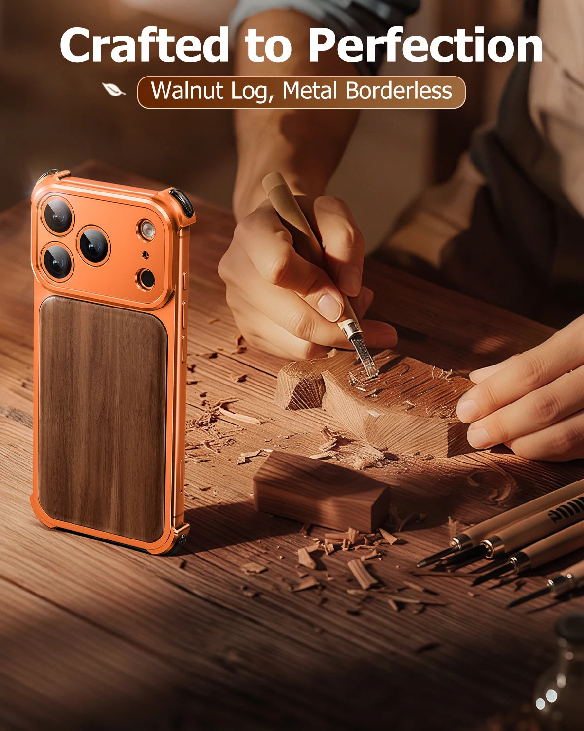 Natural Wood Style Half-Cover Case for iPhone 17 Pro & Pro Max