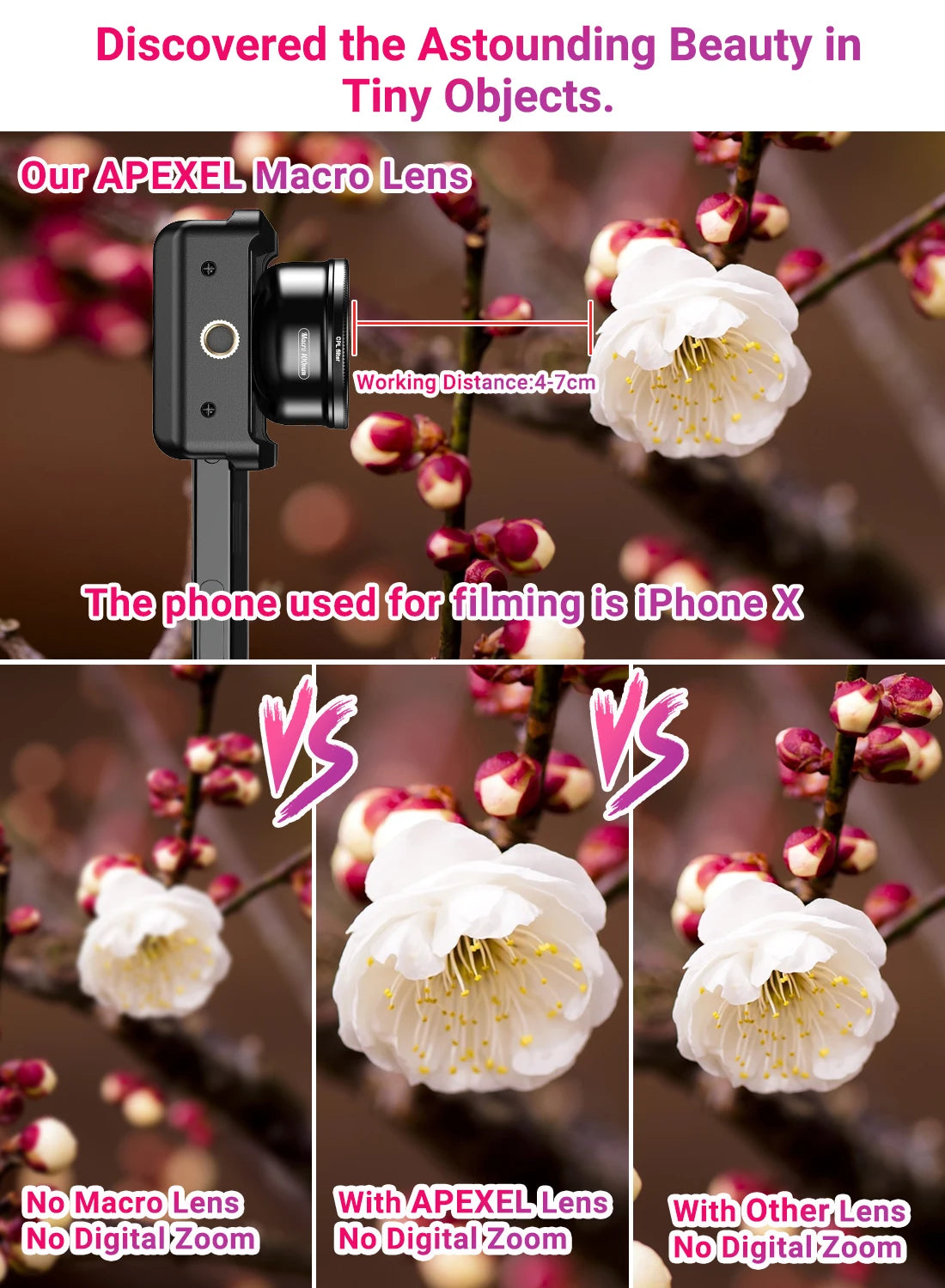 APEXEL Upgraded 4K HD Macro Lens 100mm with CPL Filter