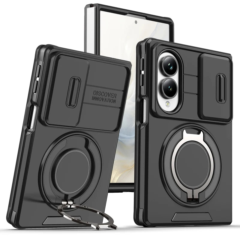 Heavy Duty PC+TPU Case with Rotating Ring Magnetic Car Mount Bracket for Samsung Galaxy Z Fold 8