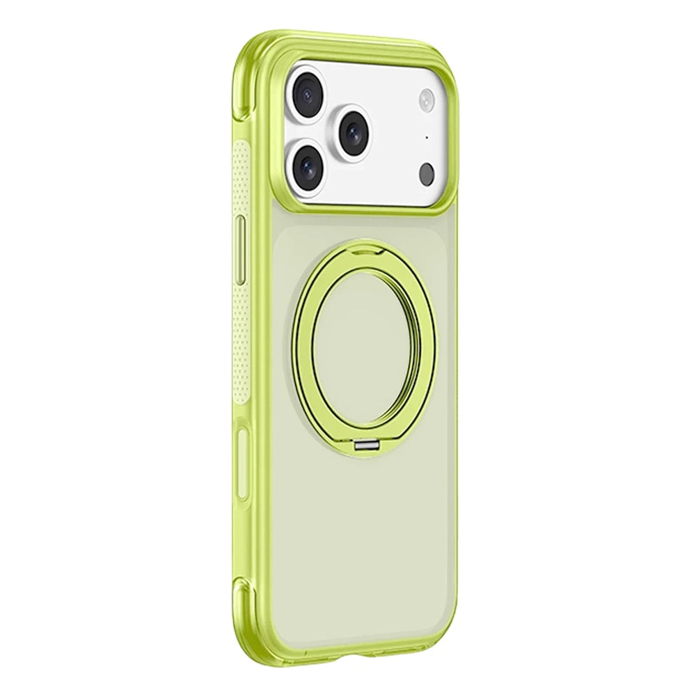 Matte Translucent Bumper Case with 360° Rotating Ring Stand for iPhone 17 Series