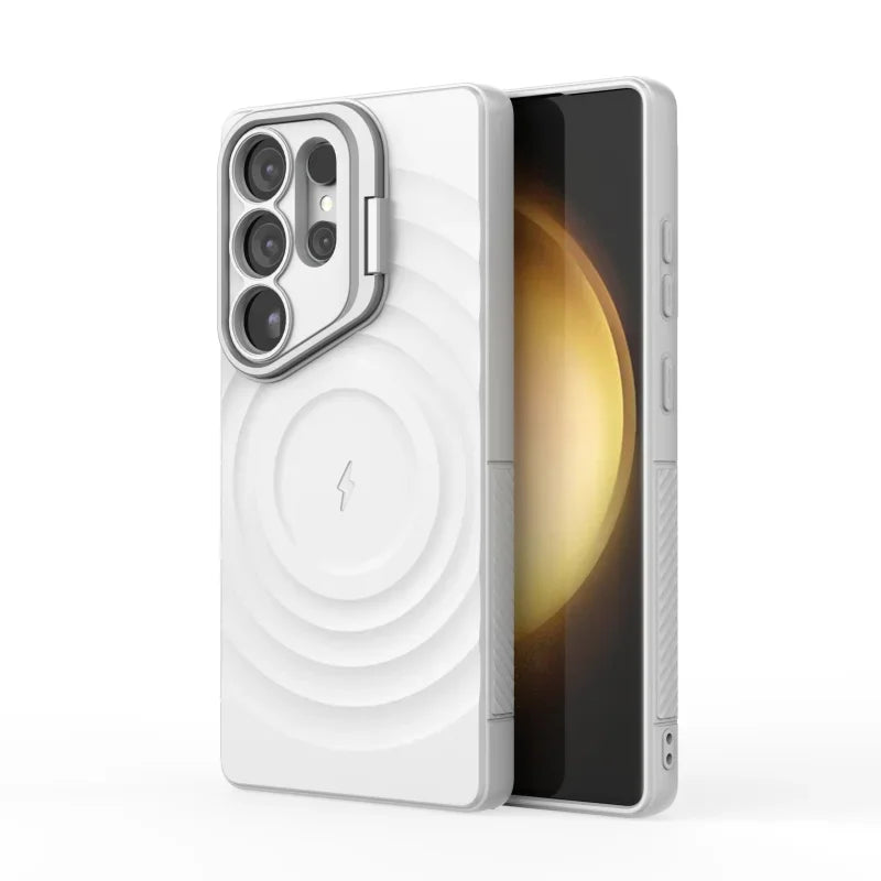 Shockproof Magnetic Case with Folding Camera Stand for Samsung Galaxy S25 Series