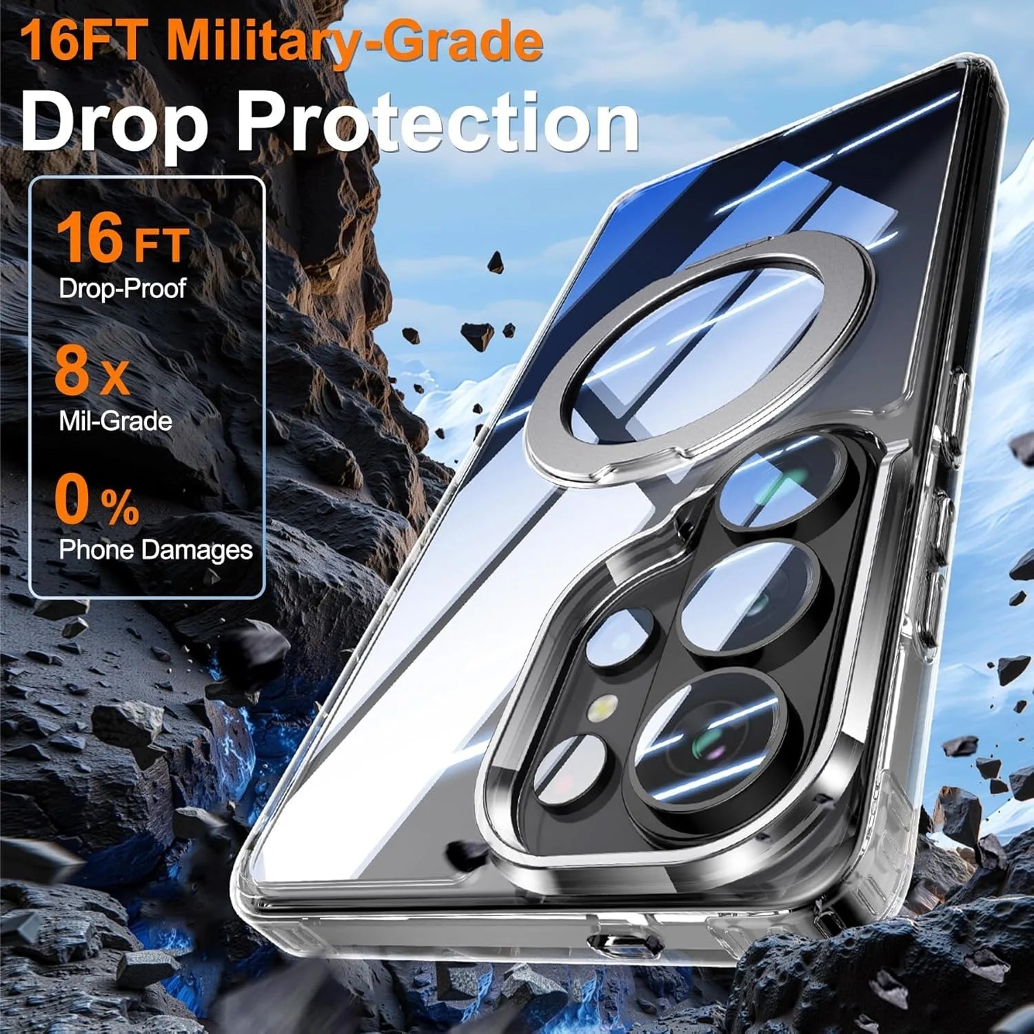 Clear Magnetic Case with 360° Rotating Stand for Samsung Galaxy S26 Series