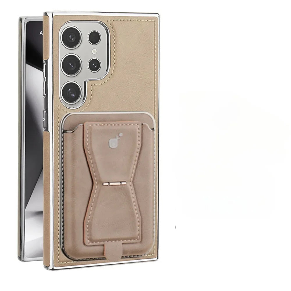 Drop-Proof Electroplate Leather Case for Samsung Galaxy S25 Series