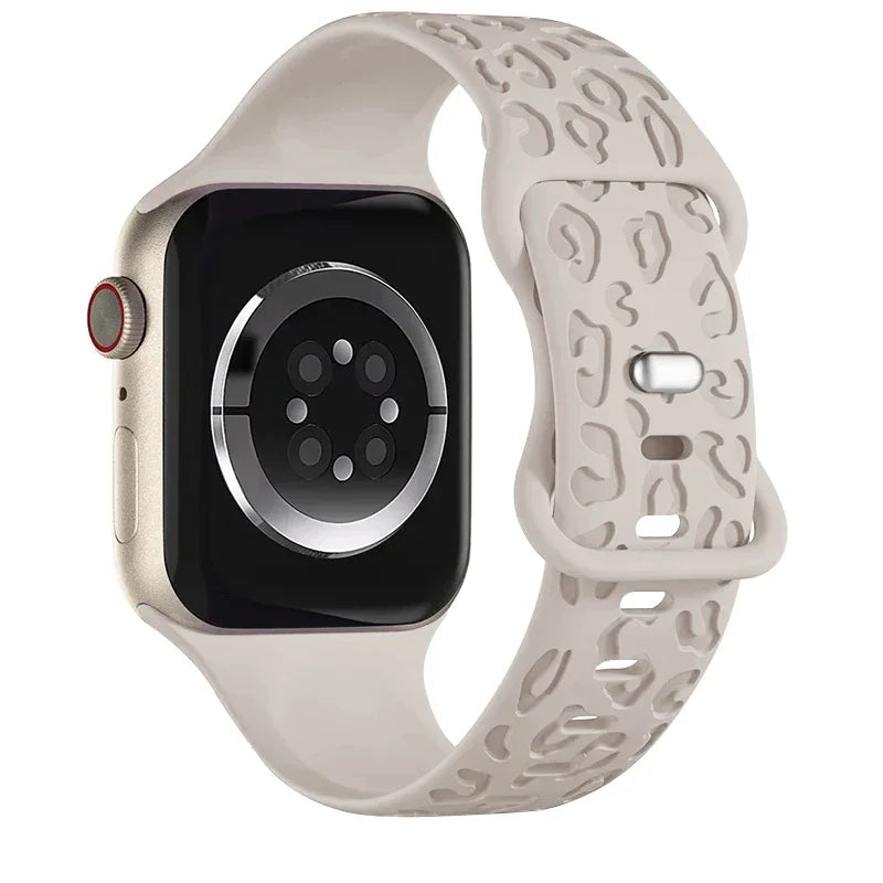 Leopard Pattern Engraved Silicone Sport Band for Apple Watch