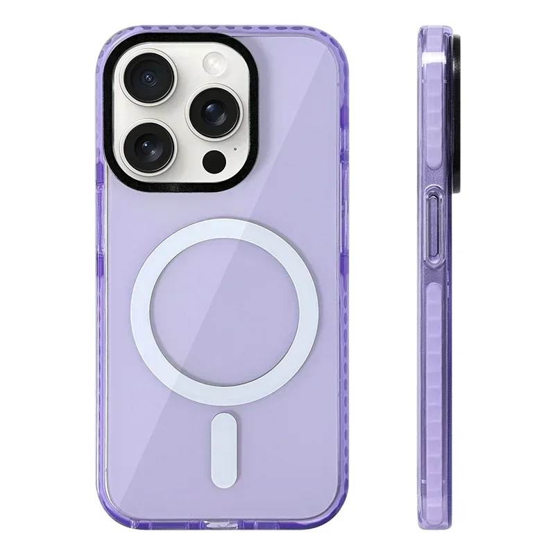 Soft Silicone Transparent Neon Color MagSafe Case for iPhone 15 Series