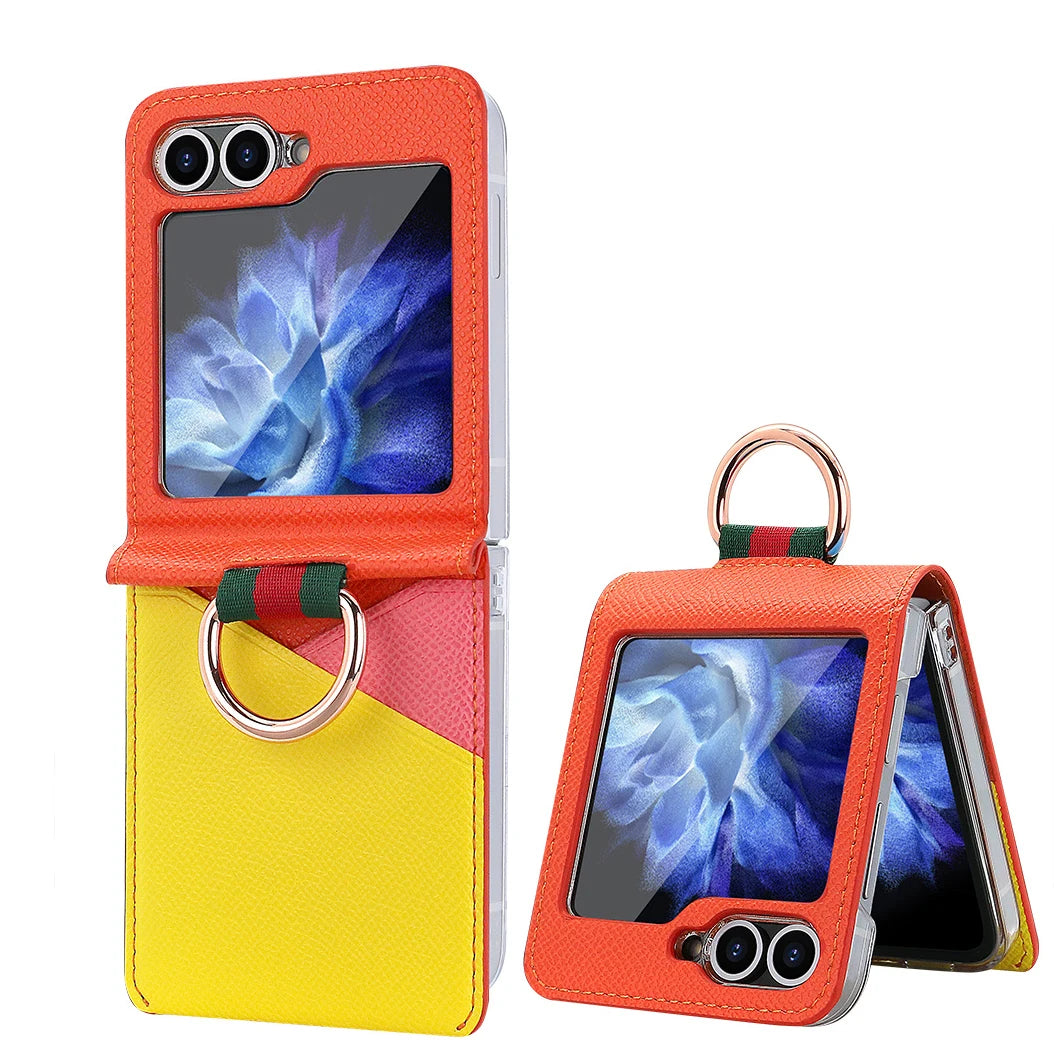 Fashionable Hit Color Leather Case for Samsung Galaxy Z Flip 6