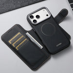 Triangle Pattern PU Leather MagSafe Case with Detachable Card Slots for iPhone 17 Series
