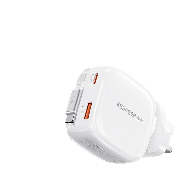 Essager 65W GaN Fast Charger with Retractable Type-C Cable
