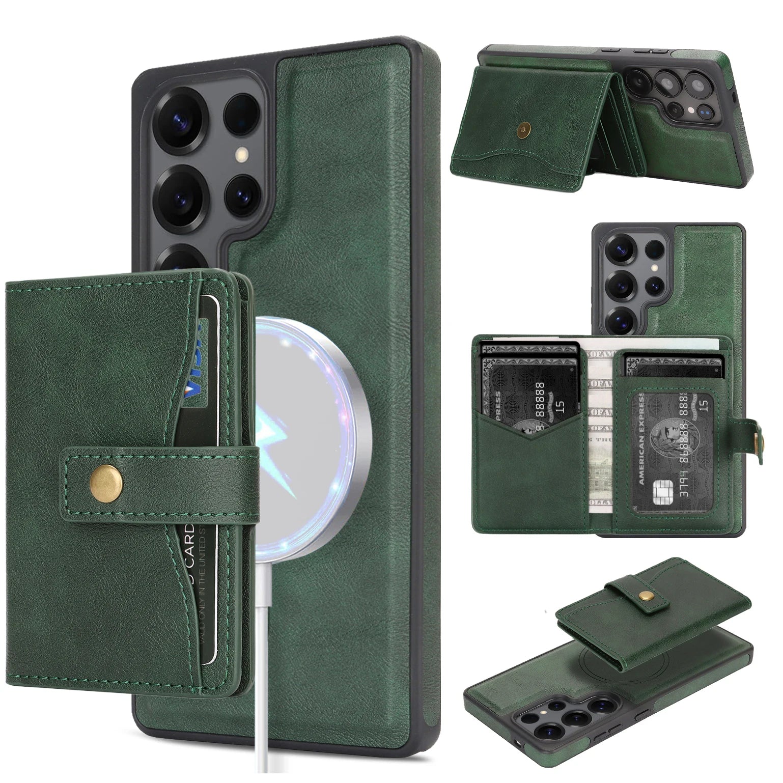 Luxury 2-in-1 Magnetic Leather Wallet Case for Samsung Galaxy S25 Series