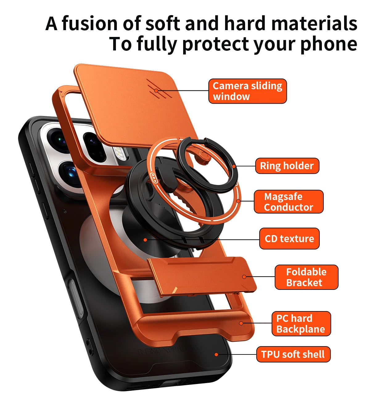 Luxury Protective Case with Rotating Ring Holder for OPPO Find X9 / X9 Pro