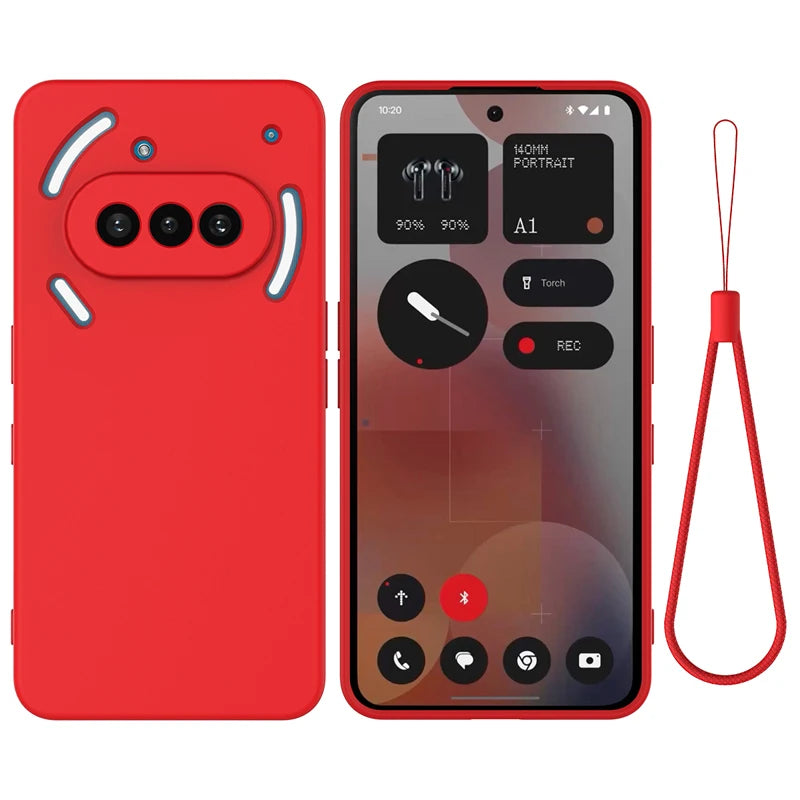 Nothing Phone 3a Soft Premium Liquid Silicone Case with Flocking Interior & Strap Lanyard