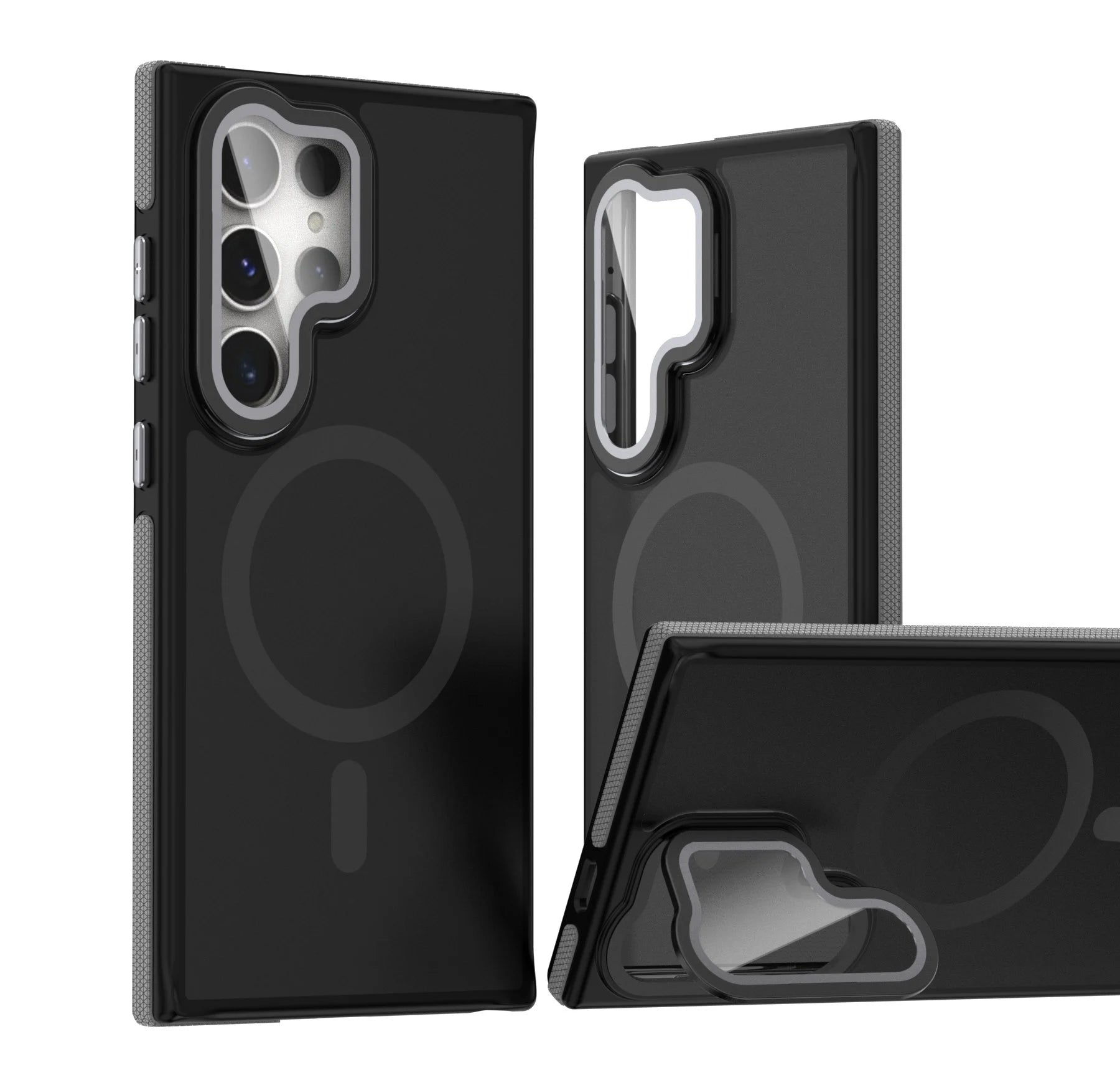 Translucent Matte Magnetic Case with Lens Protector and Stand for Samsung Galaxy S25 Series