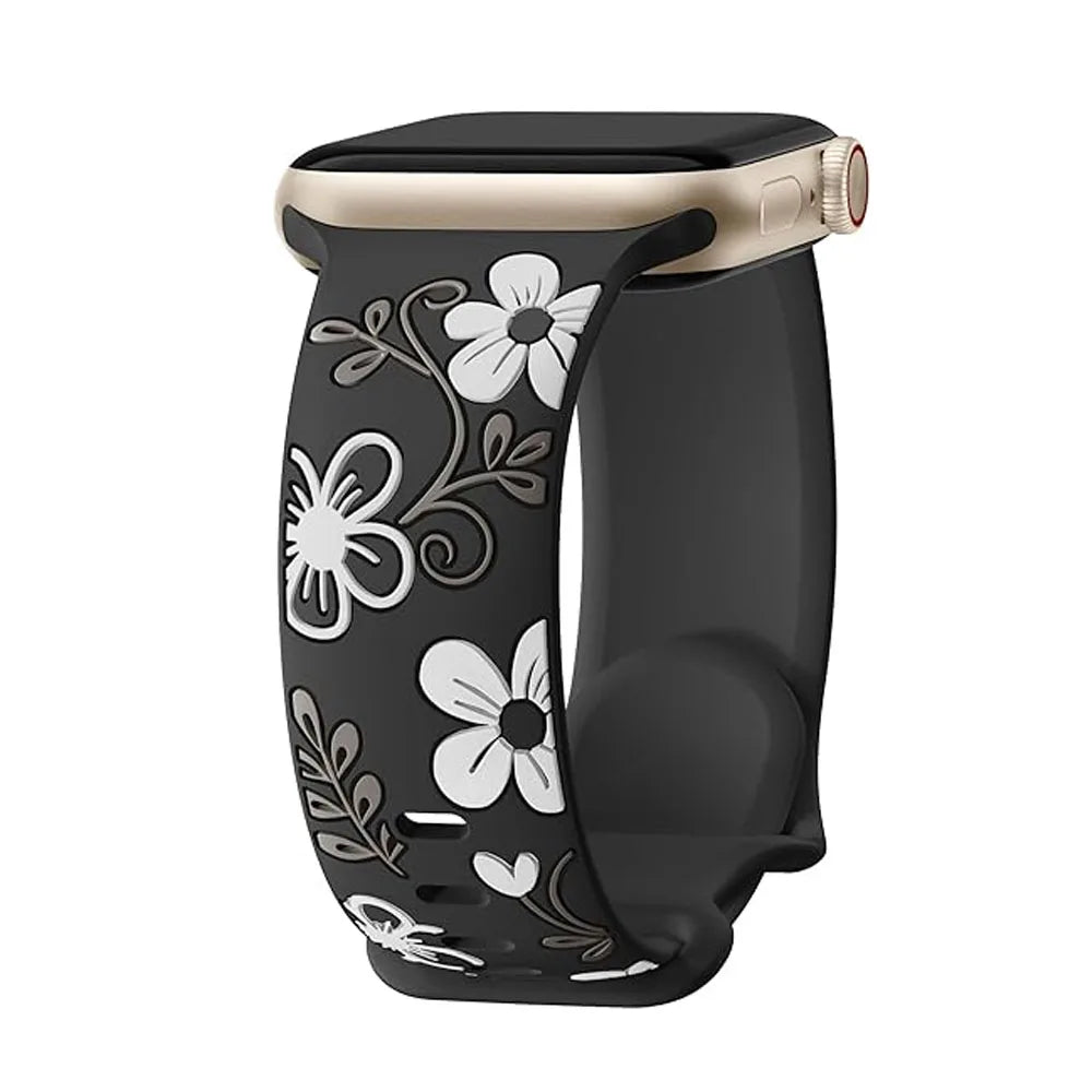 Floral Engraved Silicone Strap for Apple Watch
