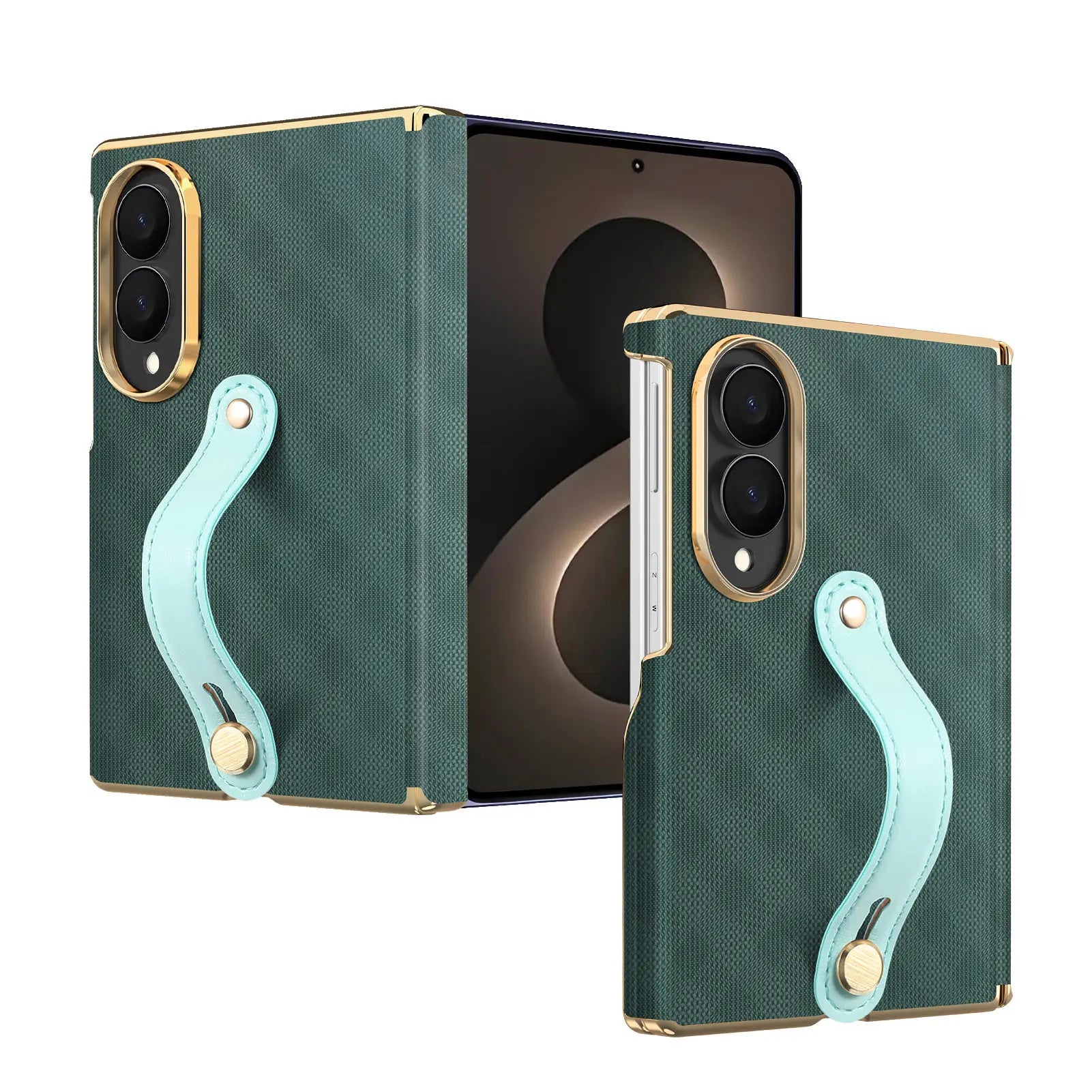 Luxury Business Velvet Leather Case with Wrist Strap for Samsung Galaxy Z Fold 8