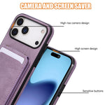 Premium Leather Phone Wallet Case with Lanyard and Stand for iPhone 17 Series