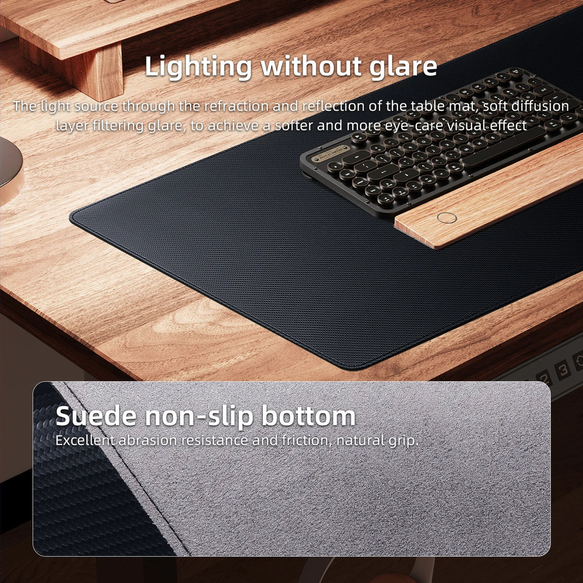 Large Carbon Fiber Embossed Leather Desk Mat